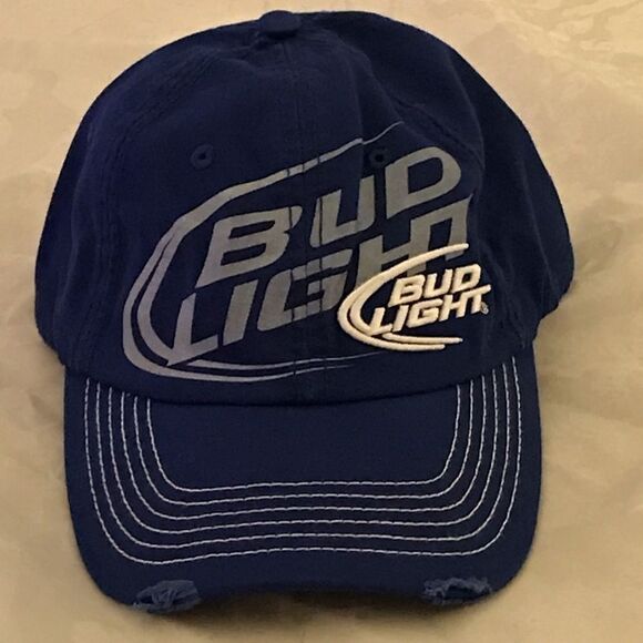 Bud Light Beer Blue & White Logo Baseball Hat - Picture 2 of 11